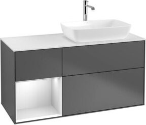 V&B Waschtischunterschrank Finion mit Wandbeleuchtung, Breite: 120 cm, Farbe: Anthrazit lackiert - Bild 1