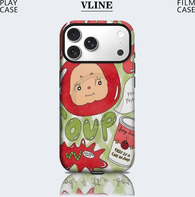 Potdemiel Handyhülle mit lustigem Tomatensuppe Design für iPhone 17 16 15 14 13 Pro Max Plus, MagSafe kompatibel, robuste Einzel- und Doppelschicht-Schutzhülle, multicolor - Bild 1