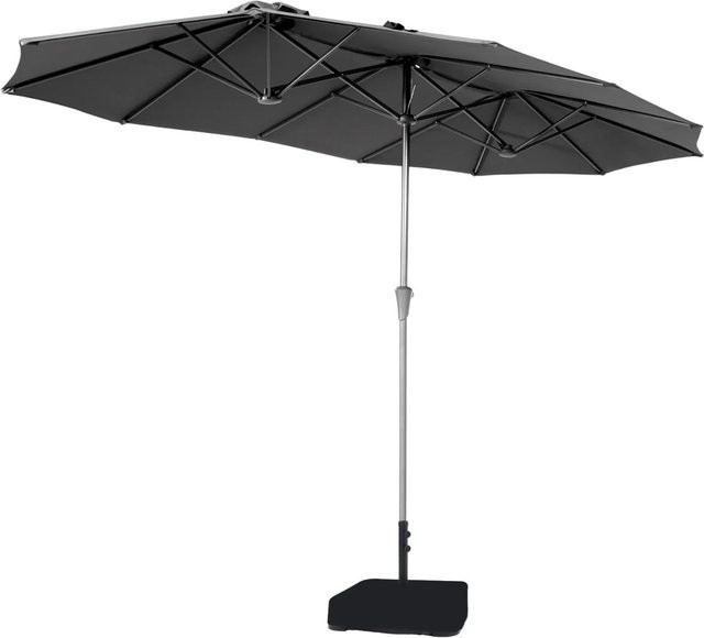Sekey Doppel-Sonnenschirm mit Ständer in Grau, B: 400 cm, H: 220 cm, T: 220 cm - Bild 1