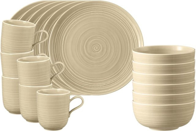 Seltmann Weiden Frühstücks-Set Terra aus Porzellan, 18-teilig, Beige - Bild 1