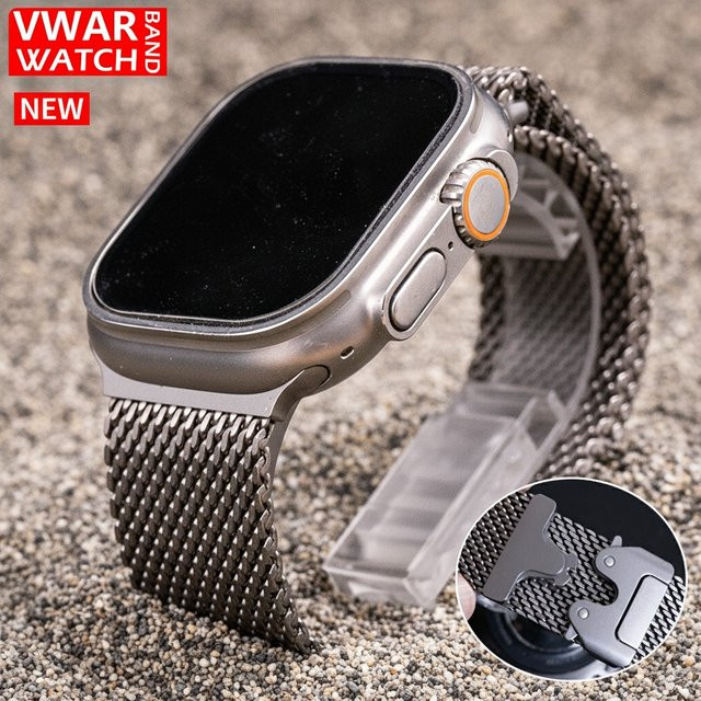 Vwar Uhrenarmband Titan, Milanaise, grey, Apple Watch - Bild 1