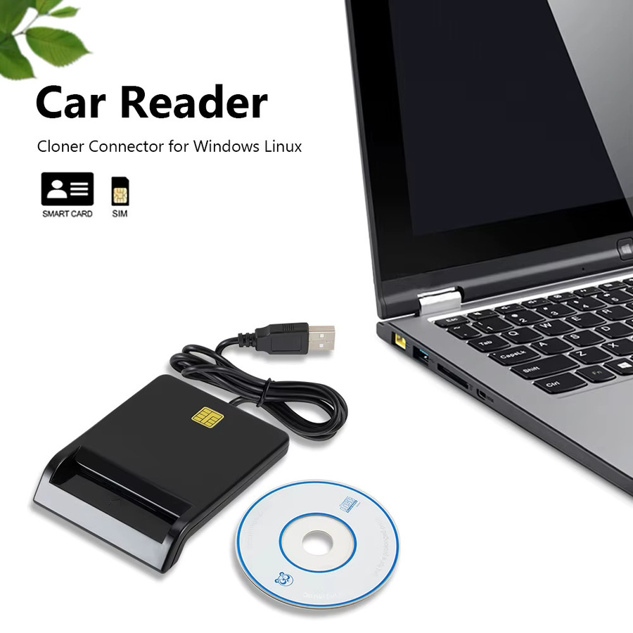 VODOOL USB 2.0 Smart Card Reader für DNIE ATM CAC IC ID SIM-Karten in Schwarz - Bild 3
