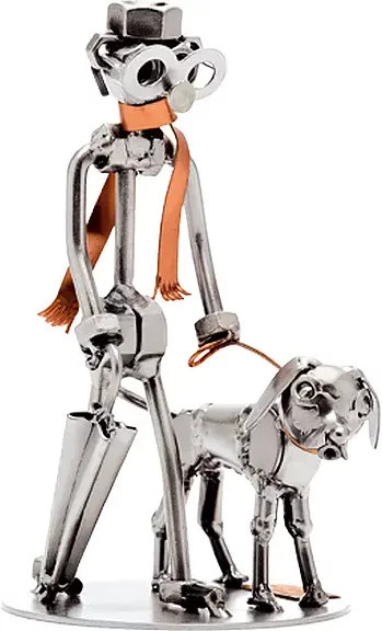 Schraubenmännchen Tierfreund mit Hund von Hinz & Kunst aus Metall in Silber - Bild 1