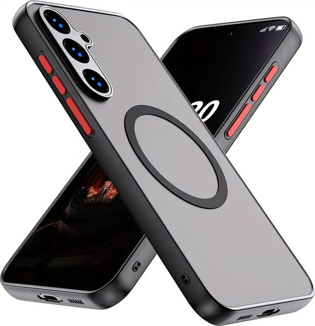 Transparente Schutzhülle für Samsung Galaxy S25 Ultra mit magnetischem Schutz und mattem Farbakzent in Grün - Bild 1