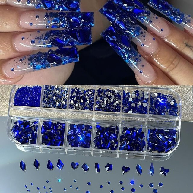 MAFANAILS Nagelkunst-Strasssteine, Saphirblaues Glas, Glänzend - Bild 1
