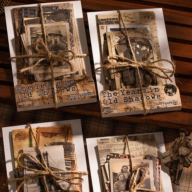 50-teiliges mr.paper Aufkleberpaket im Retro-Stil mit nostalgischen Motiven und gealtertem Hintergrund für dein Tagebuch in Multicolour - Bild 1