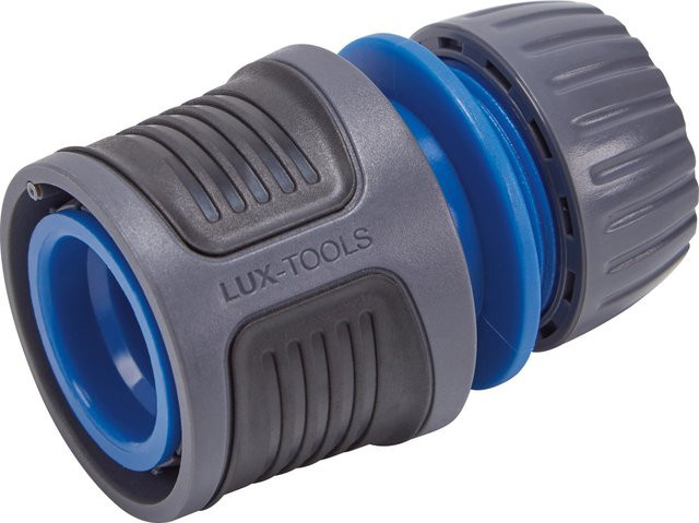 LUX-TOOLS Schlauchstück mit Wasserstopp und Quick-Coupling in Blau, 13 mm (1/2 Zoll) - Bild 1