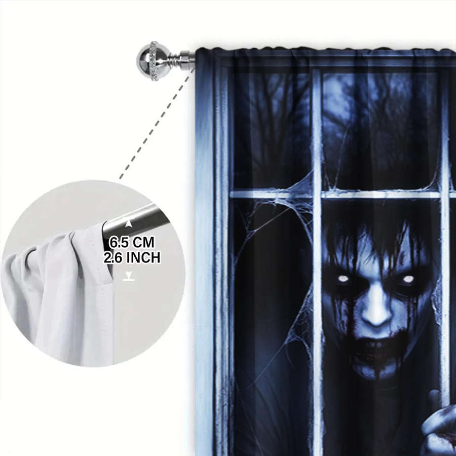 Set aus 2 Polyester-Vorhängen mit Männer- und Frauen-Print für Schlafzimmer, Büro oder Küche, Breite: 100 cm, Höhe: 70 cm - Bild 3