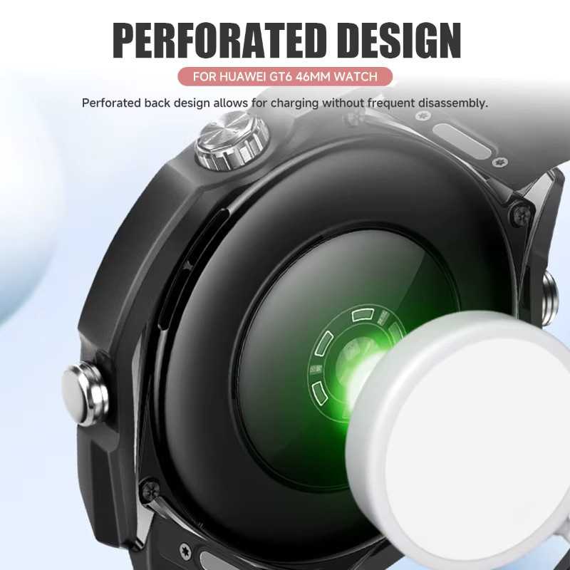 CAOWTAN Hülle für Huawei Watch GT 6 46 mm, Displayschutzfolie, TPU, Schwarz Weiß - Bild 3