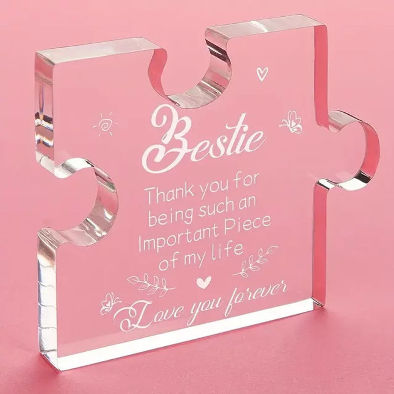 Personalisierte Acryl Plakette als Bestie Geschenk, Transparentes Acryl Block Puzzle für die beste Freundin zum Geburtstag - Bild 1