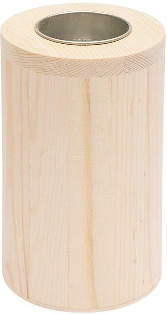 Rico Design Kerzenhalter aus Holz rund Durchmesser: 12 cm, Höhe: 7,5 cm - Bild 1