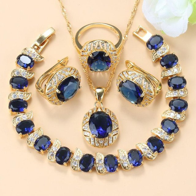 Schmuckset Halskette und Clip-Ohrringe, Zirkon, Vergoldet, Damen - Bild 1