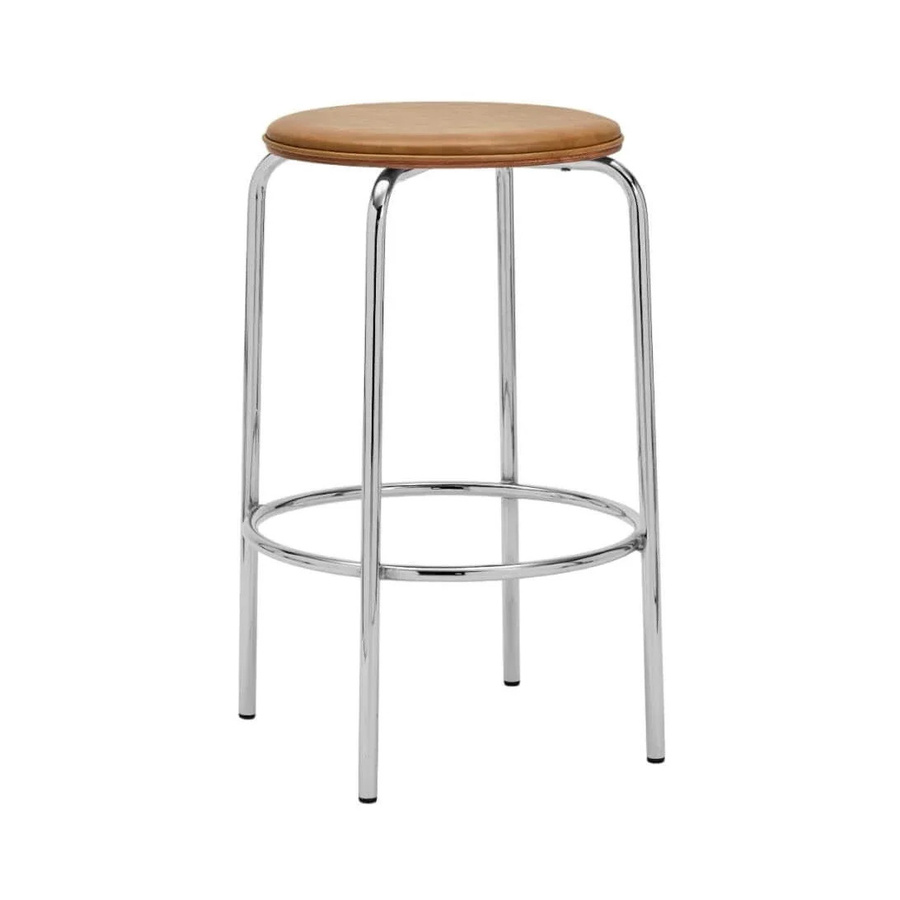 House Doctor Barhocker Comma in Cognac mit Kunstlederbezug, Durchmesser: 37 cm, Höhe: 66 cm - Bild 1