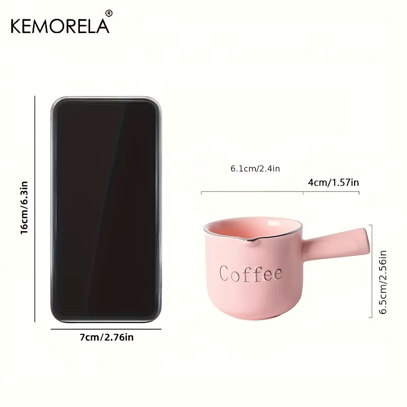 KEMORELA Keramik Messbecher mit Skala für Espresso und Milch, 90 ml, Rosa/Grau - Bild 5