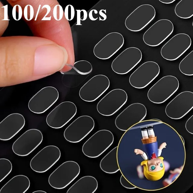 100 Stück transparente doppelseitige Klebeband-Pads aus Kunststoff für DIY-Projekte und Modellauto-Dekoration - Bild 1