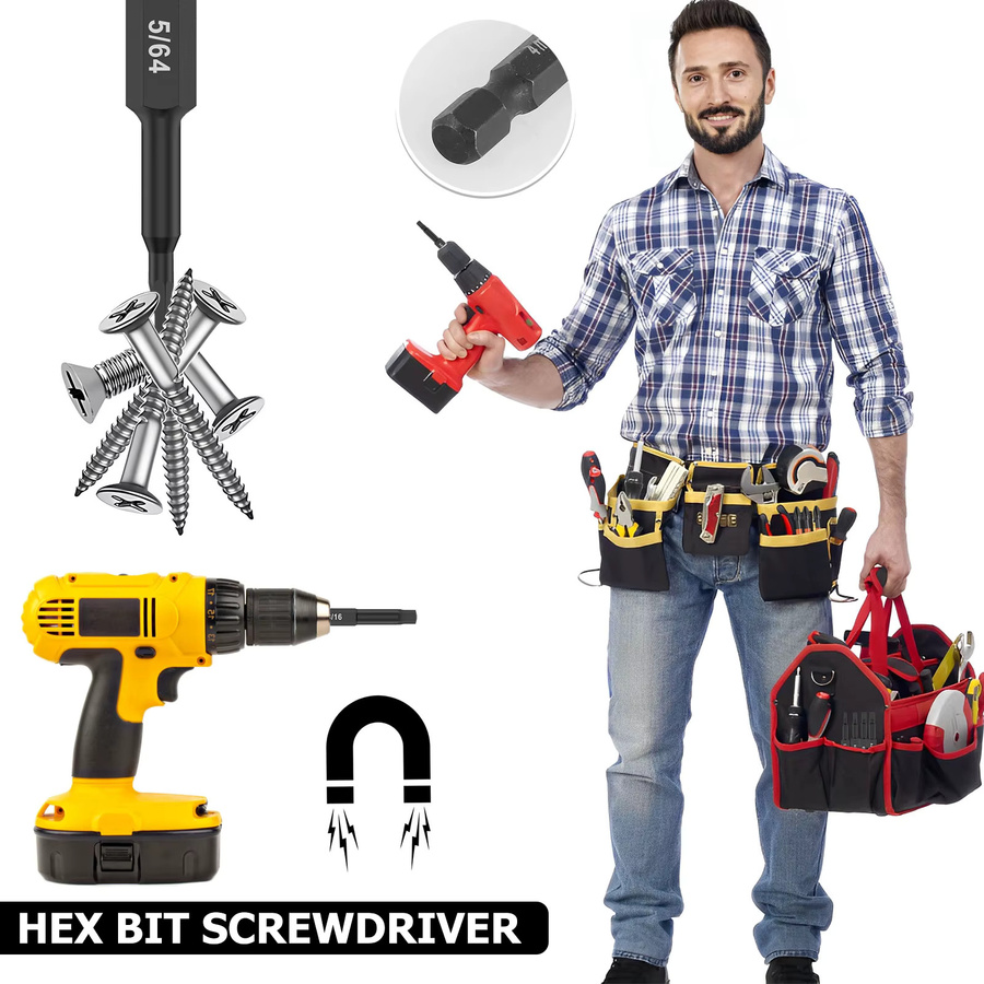Toorise 20er Set Hex Inbusschlüssel Bohrmaschinen Bits aus S2 Stahl in Schwarz mit 1/4 Zoll Anschluss und magnetischen Spitzen - Bild 3