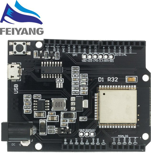 SAMIROB ESP32 Entwicklung Board für Wemos D1 Mini und Arduino UNO R3 mit WiFi und Bluetooth, Schwarz, 4MB Speicher - Bild 1