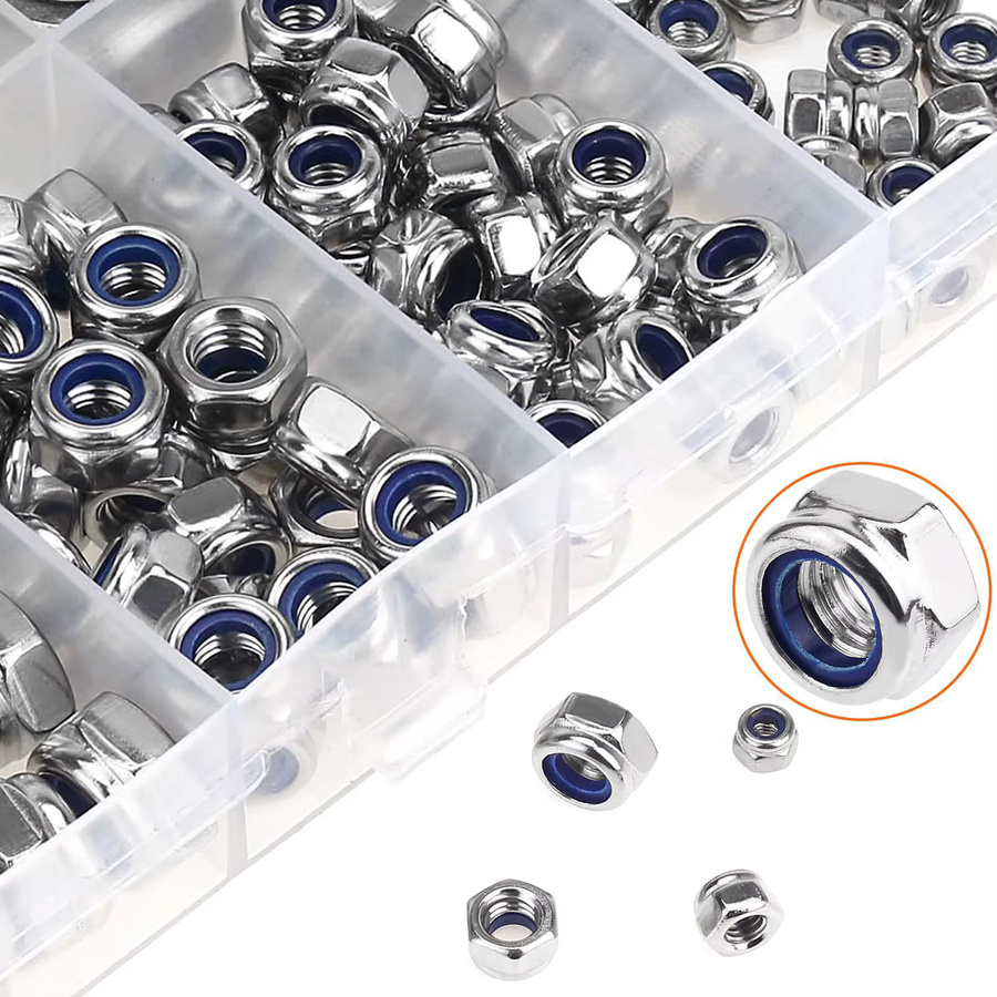 100 Stück Sicherungsmuttern aus Edelstahl 304 mit Nylon-Einsatz, Sechskantmuttern in Silber - Bild 2