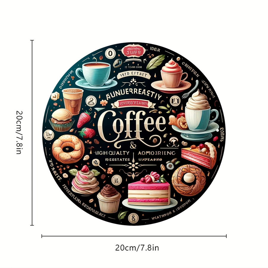 Potdemiel Metallschild Kaffee und Dessert Retro Wandkunst, B/H: 20,3 x 20,3 cm, Mehrfarbig - Bild 2
