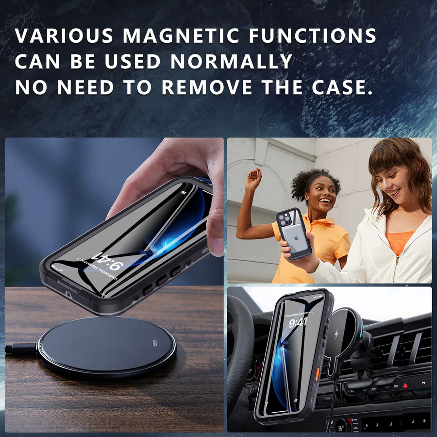 Shellbox Professionelle wasserdichte Handyhülle Schwarz IP68 stoß- und staubdicht kompatibel mit iPhone 17 Pro, iPhone 16, iPhone 15, iPhone 14 und iPhone 13 - Bild 5