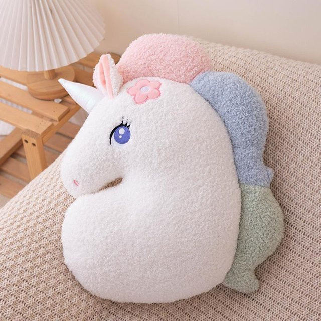 Linyi Toy Plüschkissen Regenbogen mit Herz und Kürbis Motiv in Rosa und Weiß für Kinder - Bild 1