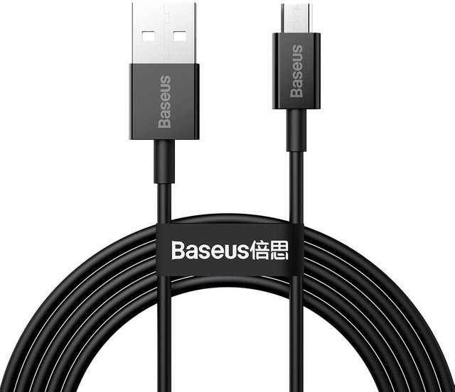 Baseus Superior Series USB-A auf microUSB Daten- und Ladekabel, 18W, 2m, Schwarz - Bild 1