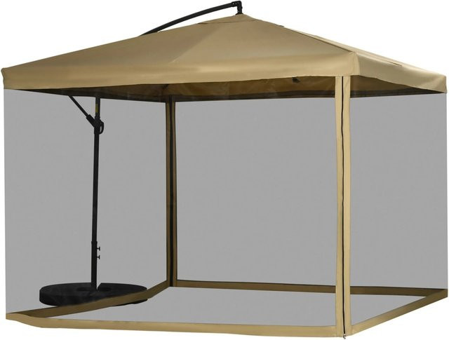 Outsunny Ampelschirm in Beige aus Stahl und Polyester mit klassischem Design, B/T/H: 295 x 295 x 260 cm - Bild 1