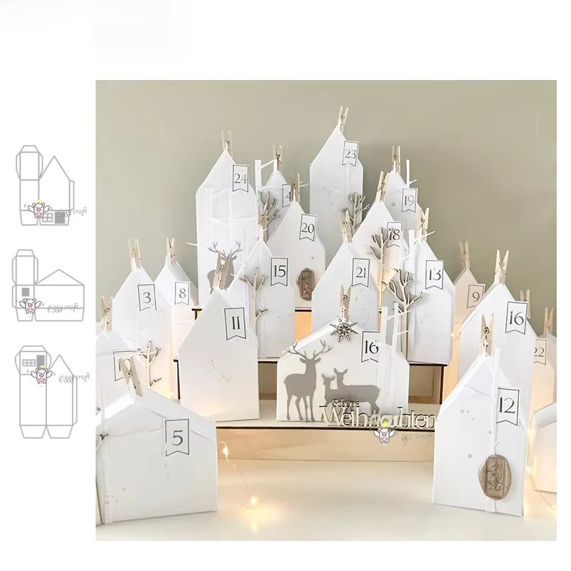 Piggy Craft Metall-Stanzform 3D-Hausbox-Serie für Scrapbook und Bastelarbeiten in Weiß - Bild 3