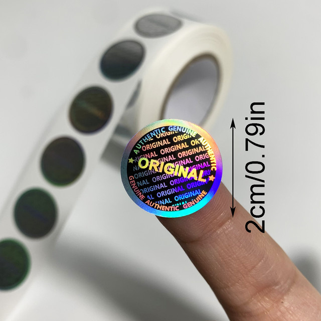 Holographische Sicherheits-Hologramm-Etiketten in Rollen, rund, silber und mehrfarbig, laser-effekt, Durchmesser: 2 cm - Bild 1
