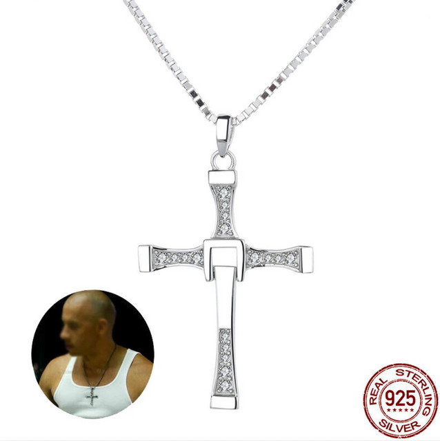Halskette Anhänger Fast And Furious Kreuz, 925 Silber, Zirkonia, Unisex - Bild 1