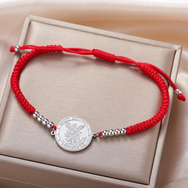 Dawapara Armband, Erzengel Heiliger Michael Amulett, Edelstahl, Silber, Unisex - Bild 1
