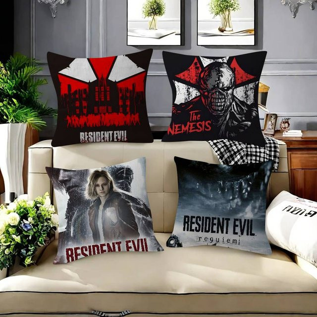 Dekoratives Kissen mit Resident Evil Requiem Motiv, personalisierter Bildtext, Mehrfarbig, B/T/H: 45 x 45 x 45 cm - Bild 1