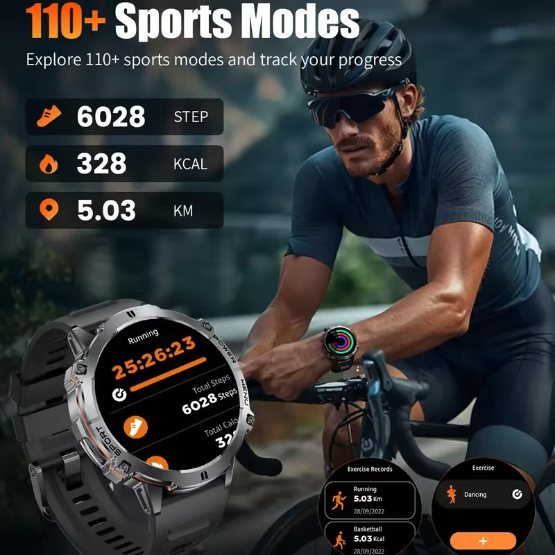 LEADOYS Smartwatch, Edelstahl, Silikon, Schwarz - Bild 3