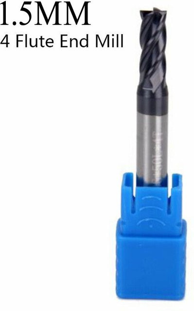 Onourown Vollhartmetall-Schaftfräser HPC mit 4 Zähnen und AlTiN-Beschichtung, Multicolor, Durchmesser: 1,5 mm - Bild 1
