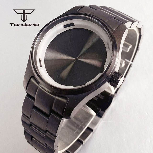 tandorio Taucheruhr, Edelstahl, Schwarz, Saphirglas, 39 mm, 20 ATM, Unisex - Bild 1