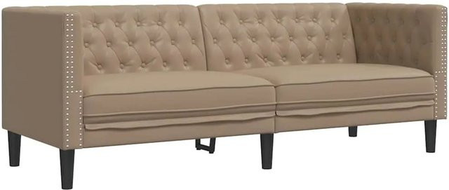 vidaXL Chesterfield-Sofa 3-Sitzer in Cappuccino aus Kunstleder mit Massivholzrahmen, B/T/H: 194 x 74,5 x 70,5 cm - Bild 1