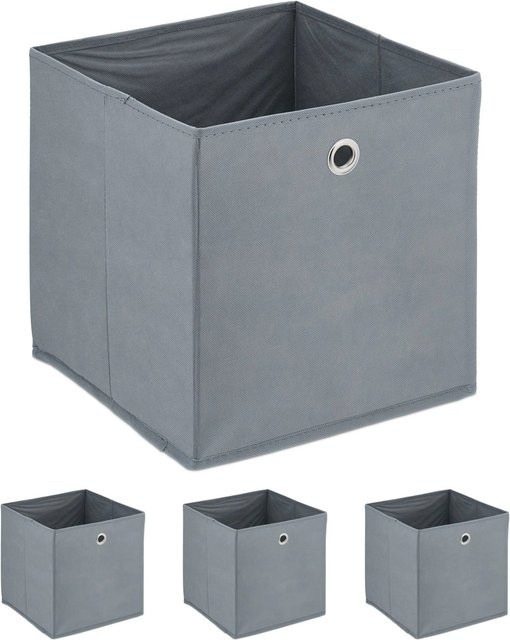 4er Set Relaxdays Stoffboxen aus Vlies in Grau, faltbar, B/T/H: 30 x 30 x 30 cm - Bild 1