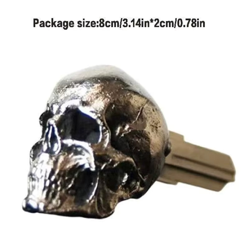 Velishy Schlüsselanhänger Totenkopf, Metall, Silber, Unisex - Bild 4