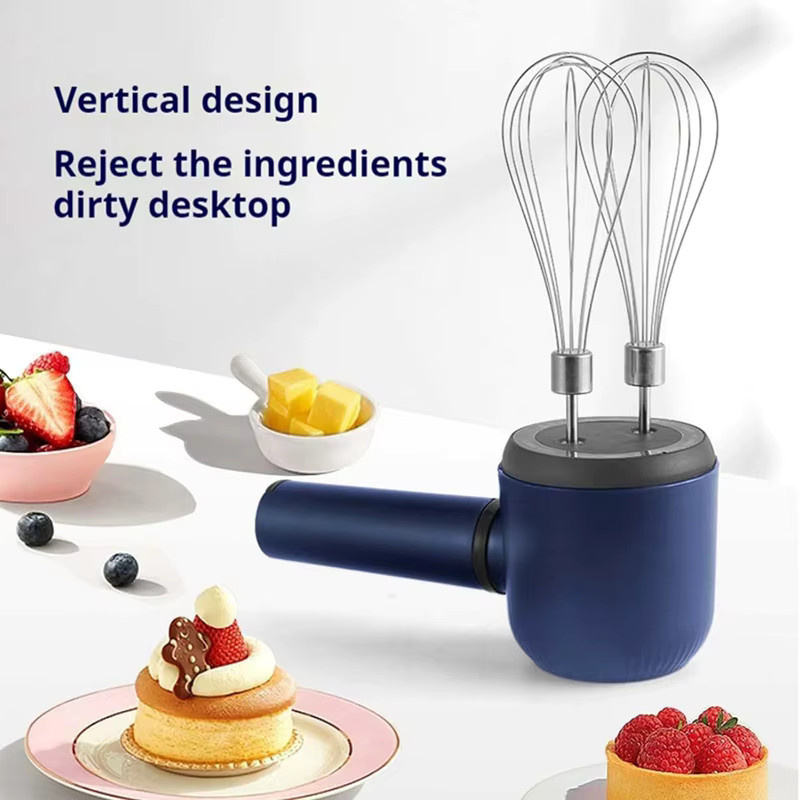 Sokany Akku-Handmixer Twin-Stick in Blau, USB wiederaufladbarer elektrischer Schneebesen mit 3 Gängen zum Backen - Bild 3