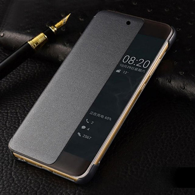 Smart View Klapphülle für Huawei P50 Pro P40 P30 Lite P20 P10 Plus Mate 20 Lite Mate 20 Mate 10 Pro mit Auto Sleep Wake Up Funktion in Grau - Bild 1