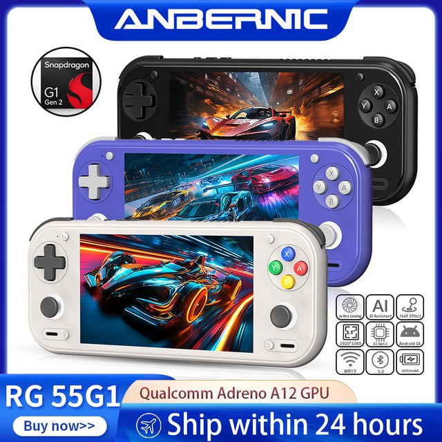 Anbernic RG 55G1 Retro-Handheld-Spielkonsole mit 5,5 Zoll Incell IPS Multi-Touch-Bildschirm, 6000mAh Akku, Android, Schwarz - Bild 1