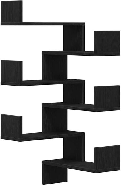 vidaXL Wandregal 2er Set in Schwarz und Eichen-Optik, B/T/H: 40 x 40 x 49,5 cm - Bild 1