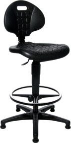 Topstar Arbeitsdrehstuhl Tec 20 mit Fußring und Bodengleitern, schwarz, Polyurethanschaum, Höhe: 59,0 - 84,0 cm - Bild 1