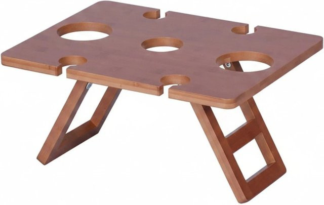 Relaxdays Picknick Weintisch aus Bambus in Braun, klappbar, B/T/H: 40 x 30 x 20 cm - Bild 1