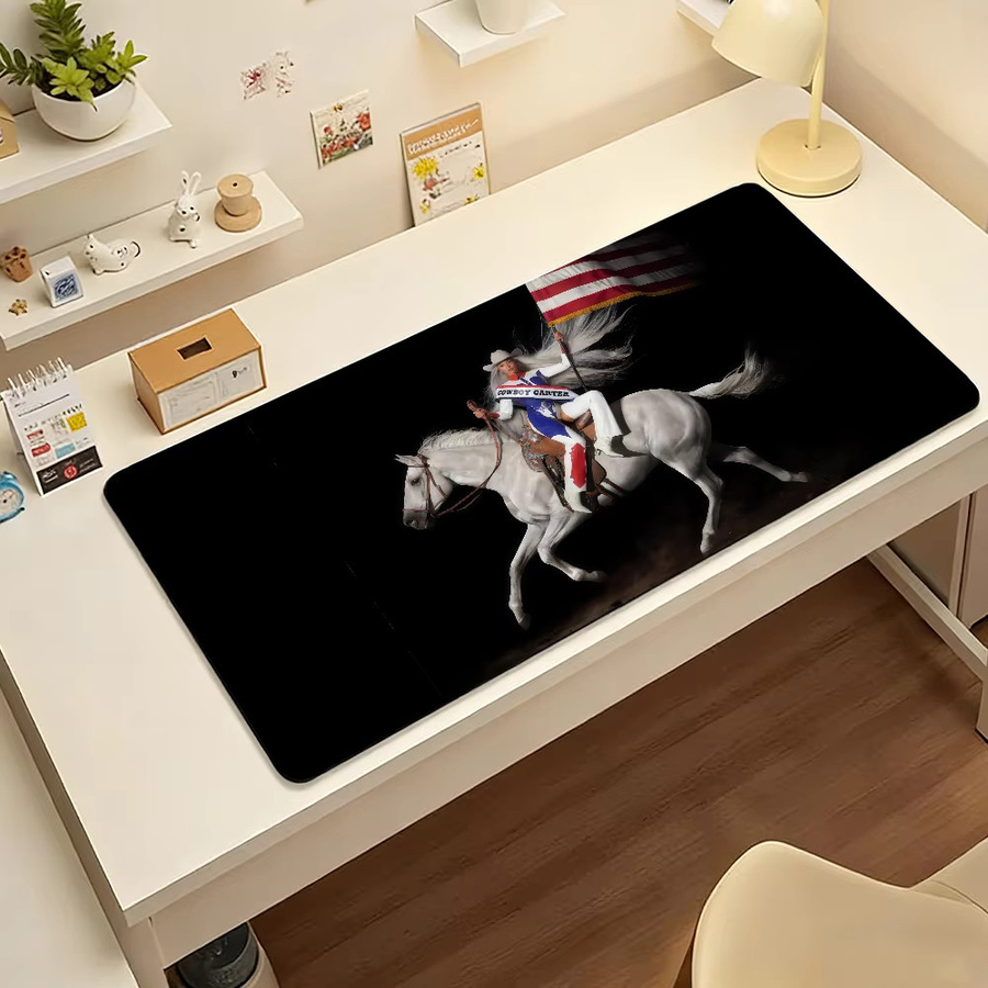 B-BeyonceES Cowboy CARTER XXL Gaming Mauspad in Schwarz, rutschfeste Schreibtischunterlage aus Gummi für PC und Laptop - Bild 6
