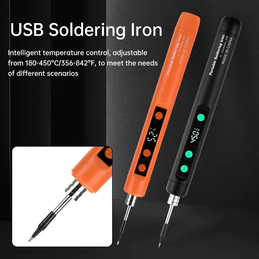 Aideepen USB Lötkolben 15W mit Typ-C Schnittstelle, kabelloser elektrischer Lötkolben in Schwarz - Bild 2