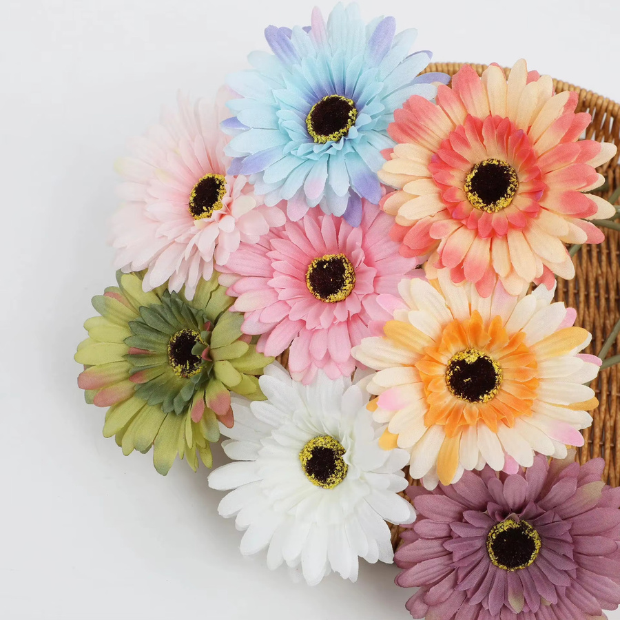 Uflower Set aus 5 Stück künstliche Seiden-Gerbera Blumen in Multicolour, 24 cm hoch, ideal als Tischdekoration für Hochzeit, Party und Wohnkultur - Bild 3