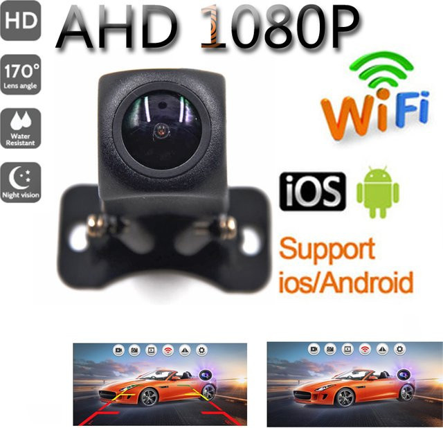WLAN Auto-Rückfahrkamera mit 170 Grad Sichtwinkel und HD Nachtsicht in Schwarz für iPhone und Android, 12V - Bild 1