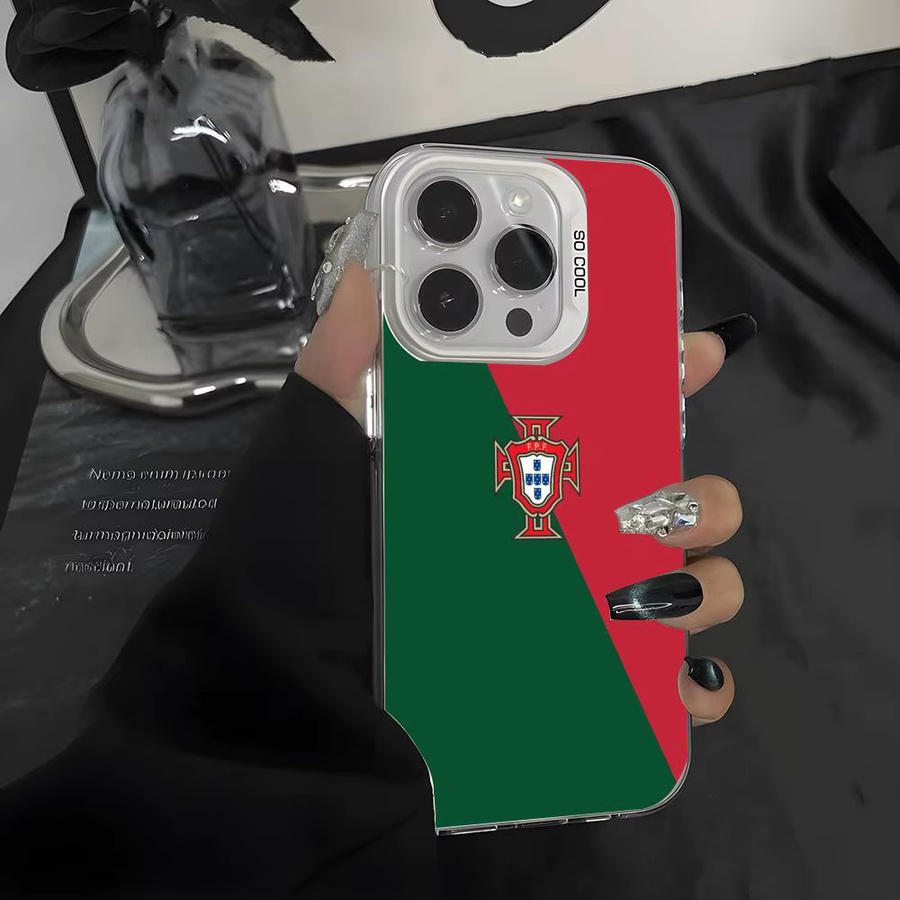Stoßfeste iPhone Handyhülle mit Portugal-Flagge im Farbverlauf aus TPU Soft-Touch für Apple iPhone 11 12 13 14 15 16 17 Pro Max in Multicolour und Pink - Bild 3