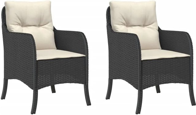 Furnicato Gartenstuhl aus PE-Rattan und Stahl in Schwarz mit Armlehnen und Polsterung, B/T/H: 58 x 67 x 86 cm - Bild 1